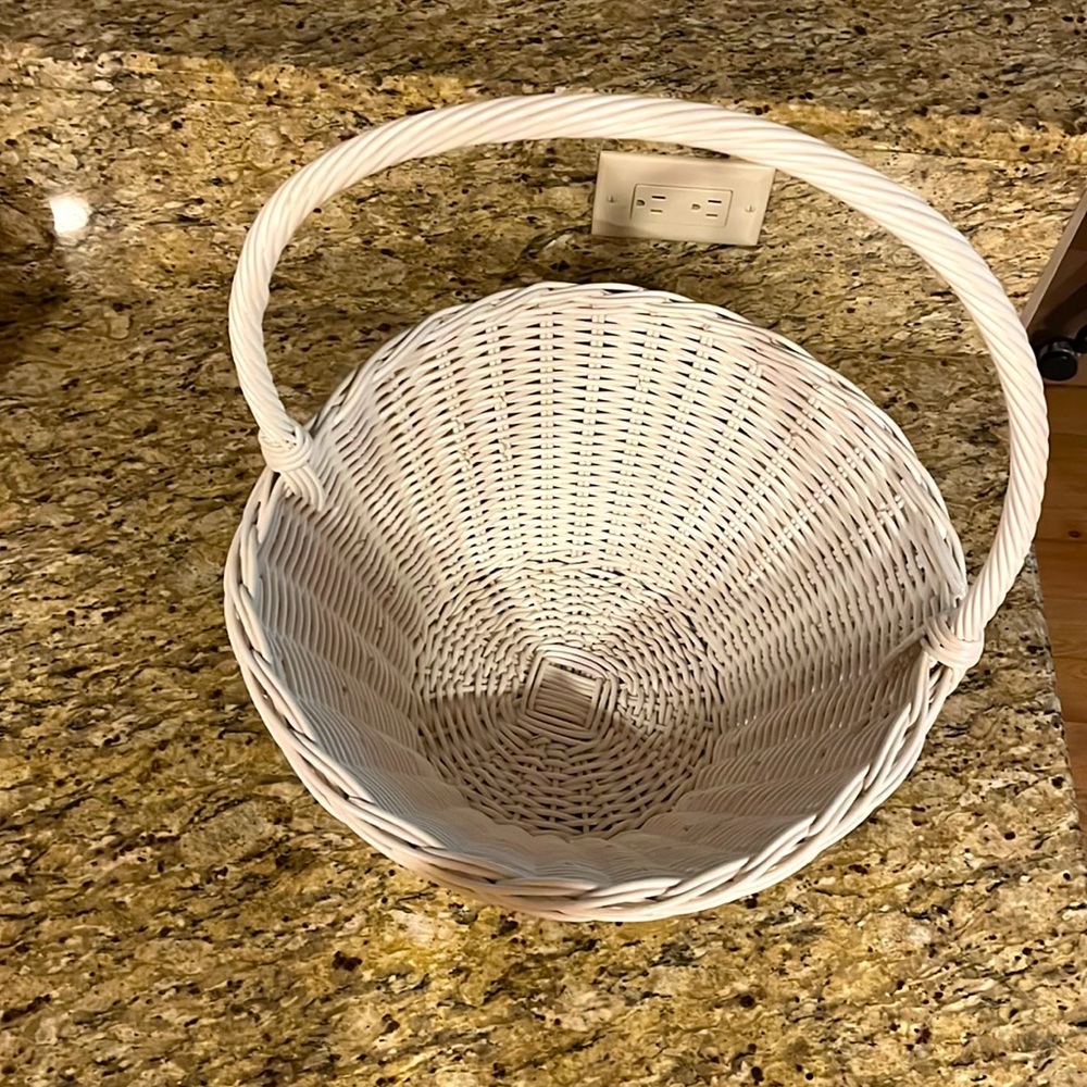 Pottery Barn Kids Large White Easter Basket 19” tall, 15” across opening